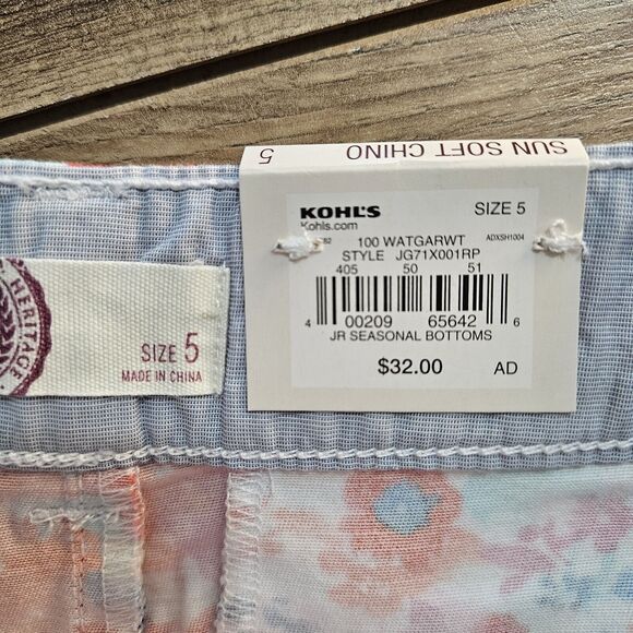 New Sun Soft Shorts Chino Floral Juniors 5 Cotton Stretch Summer - Picture 7 of 14